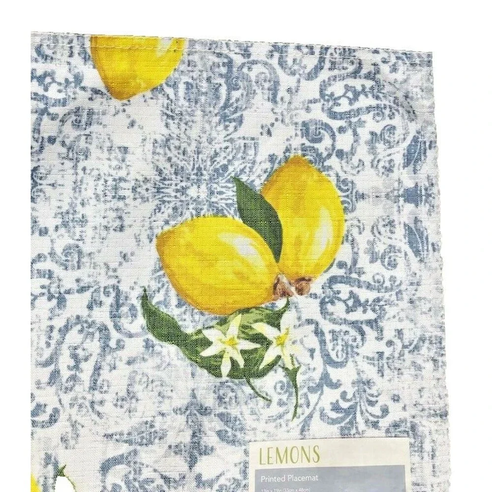 Lemon Lemons Placemats Fabric Summer Beach House 13x19
